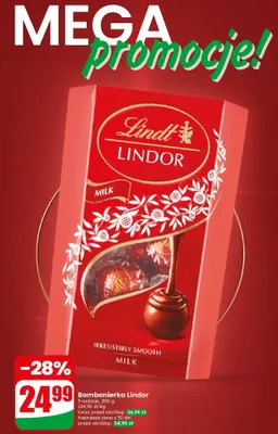 Praliny Lindor Lindt milk promocja w Dino