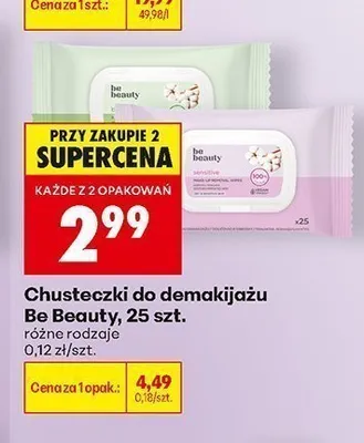 Chusteczki do demakijażu Be Beauty Sensitive promocja w Biedronka