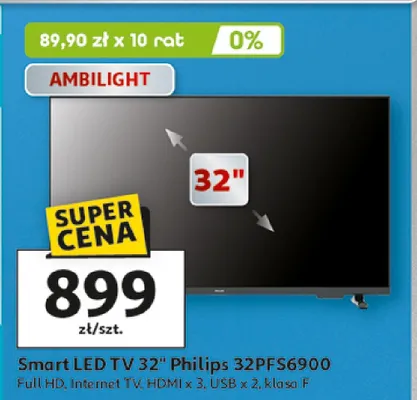 Smart LED TV 32" Philips 32PFS6900 promocja w Auchan