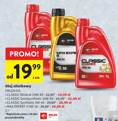Olej silnikowy Orlen Oil Max Expert V 5W-30 promocja w Intermarche