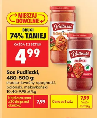 Sos Pudliszki spaghetti promocja w Biedronka