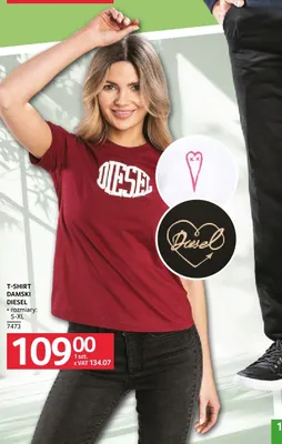 T-shirt damski Diesel rozmiary S-XL promocja w Selgros