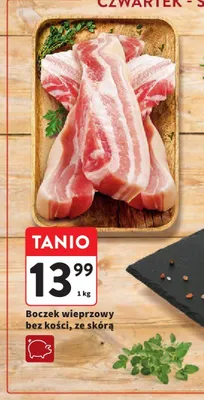 Boczek wieprzowy bez kości ze skórą promocja w Intermarche