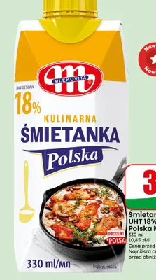 Śmietanka UHT Kulinarna Polska Mlekovita 18% promocja w Dino