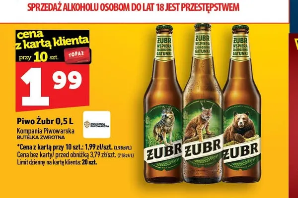 Piwo Żubr promocja w TOPAZ