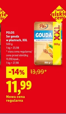 Ser gouda w plastrach XXL Pilos promocja w Lidl