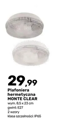 Plafoniera hermetyczna Monte Clear promocja w Bricomarche