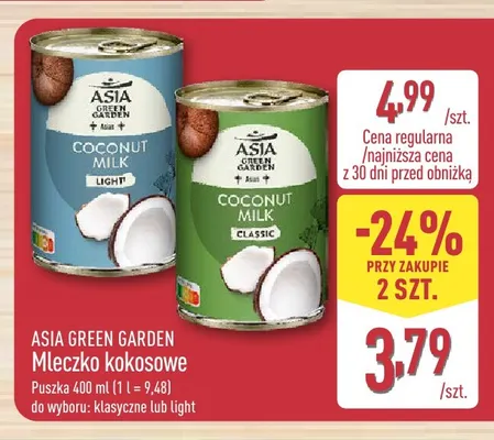 Mleczko kokosowe light Asia Green Garden promocja w Aldi