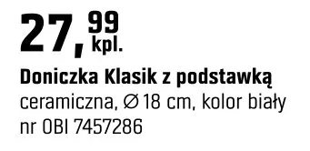 Doniczka Klasik z podstawką ceramiczna, Ø 18 cm, kolor biały OBI promocja w OBI