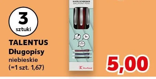 Długopisy niebieskie Talentus promocja w Kaufland