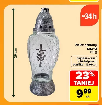 Znicz szklany Krzyż promocja w Carrefour