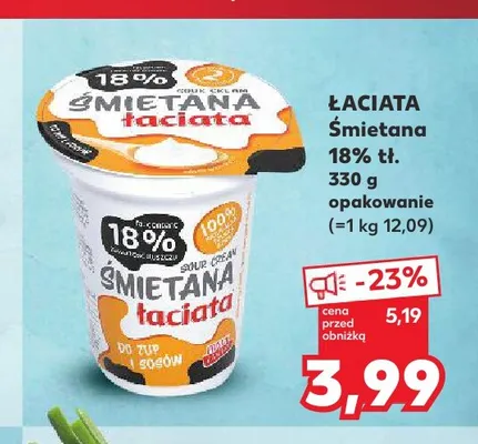 Śmietana Łaciata 18% promocja w Kaufland
