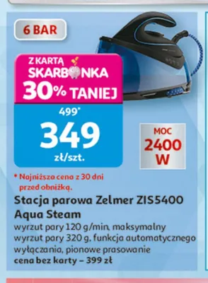 Stacja parowa Zelmer ZIS5400 Aqua Steam promocja w Auchan