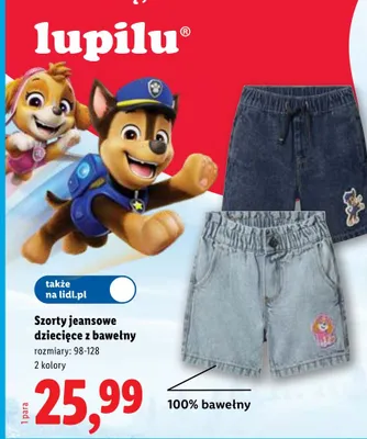 Szorty jeansowe dziecięce z bawełny Lupilu promocja w Lidl
