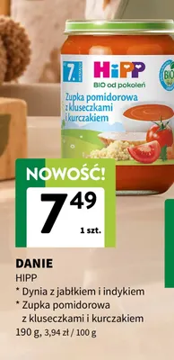 Danie HiPP dynia z jabłkiem i indykiem promocja w Intermarche