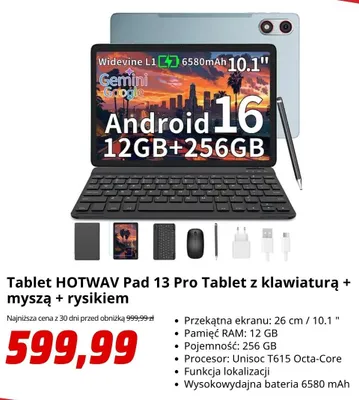 Tablet Hotwav Pad 13 Pro promocja w Media Markt