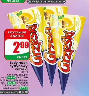 Lody rożek cytrynowy Grześki promocja w Dino