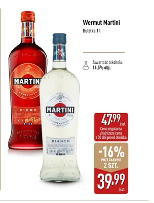 Wermut Martini Bianco promocja w Aldi