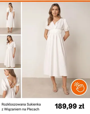 Rozkloszowana sukienka z wiązaniem na plecach promocja w Born2be