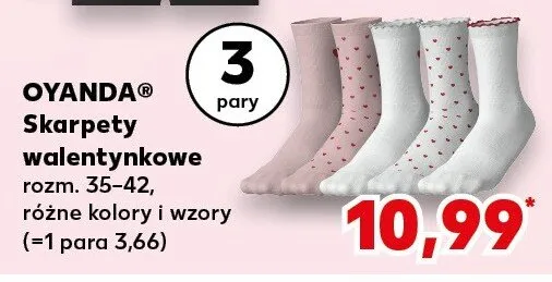 Skarpety walentynkowe różne kolory i wzory 3 pary promocja w Kaufland