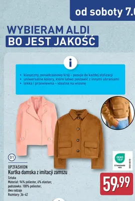 Kurtka damska z imitacji zamszu promocja w Aldi