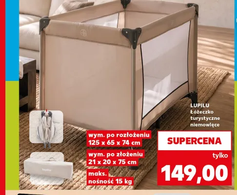 Łóżeczko turystyczne niemowlęce Lupilu promocja w Kaufland