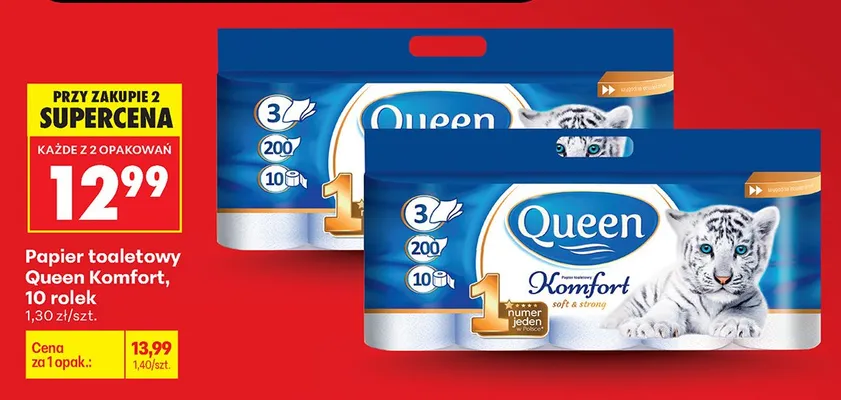 Papier toaletowy Komfort, 10 rolek promocja w Biedronka