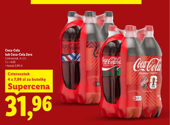 Napój gazowany Coca-Cola 4-pak 2 l promocja w Lidl