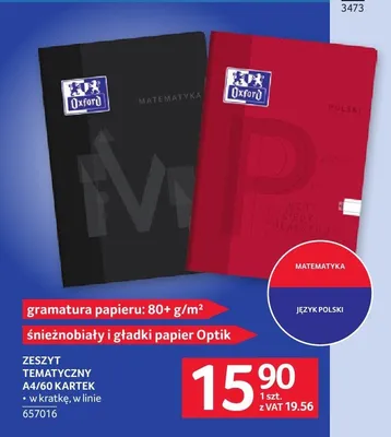 Zeszyt tematyczny A4 60 kartek Oxford promocja w Selgros
