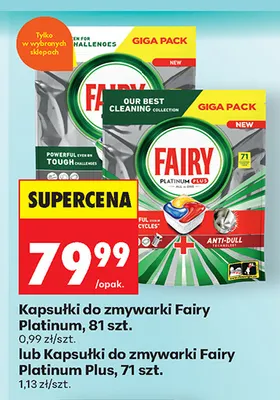 Kapsułki do zmywarki Fairy Platinum Plus promocja w Biedronka