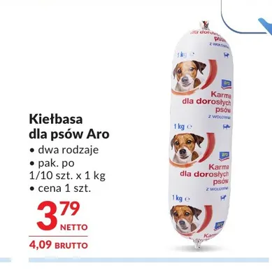 Kiełbasa dla psów Aro promocja w Makro