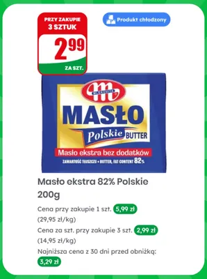 Masło ekstra 82% Polskie Mlekovita promocja w Dino