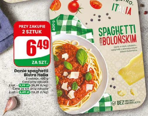 Danie spaghetti z sosem bolońskim Bistro Italia promocja w Dino