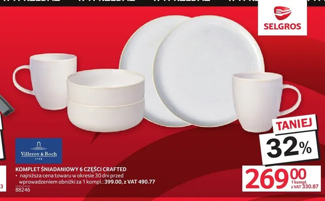 Komplet śniadaniowy 6 części Villeroy & Boch Crafted promocja w Selgros