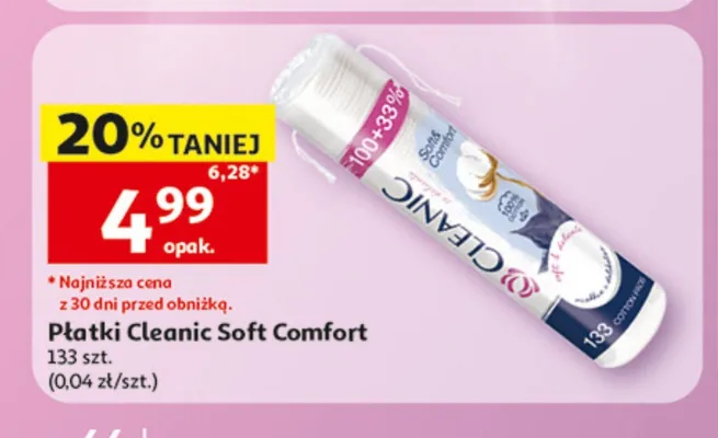 Płatki Cleanic Soft Comfort promocja w Auchan