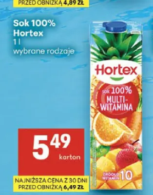 Sok Hortex 100% promocja w Delikatesy Centrum