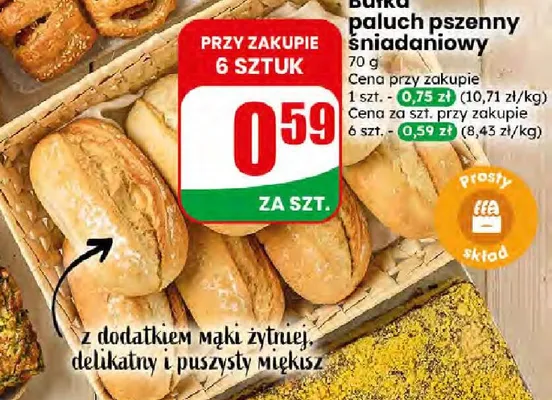 Bułka paluch pszenny śniadaniowy promocja w Dino