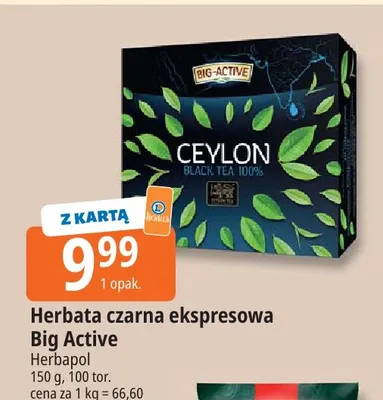 Herbata czarna ekspresowa Big-Active Ceylon promocja w Leclerc