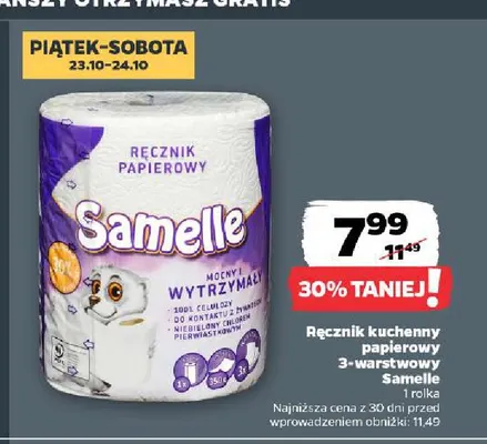 Ręcznik kuchenny papierowy 3-warstwowy Samelle promocja w Netto