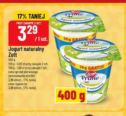 Jogurt naturalny Zott promocja w POLOmarket
