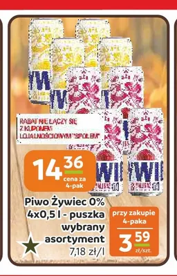 Piwo bezalkoholowe Żywiec 4-pak 500 ml promocja w Społem Częstochowa