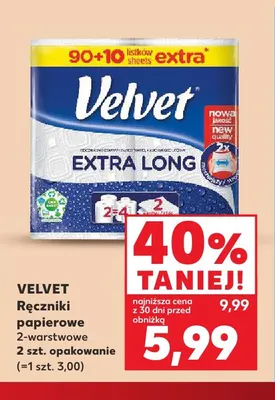 Ręczniki papierowe 2-warstwowe Velvet Extra Long promocja w Kaufland