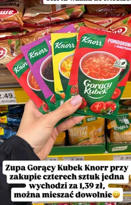 Zupa Gorący Kubek Knorr pomidorowa z makaronem promocja w Dino