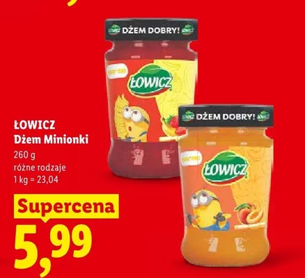 Dżem Łowicz Minionki truskawkowy promocja w Lidl