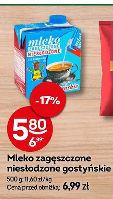 Mleko zagęszczone niesłodzone Gostyńskie promocja w Żabka