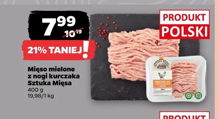 Mięso mielone z nogi kurczaka Sztuka Mięsa promocja w Netto