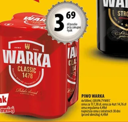 Piwo Warka Classic promocja w Arhelan