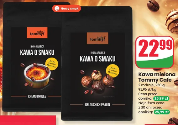 Kawa mielona Tommy Cafe o smaku Belgijskich Pralin promocja w Dino