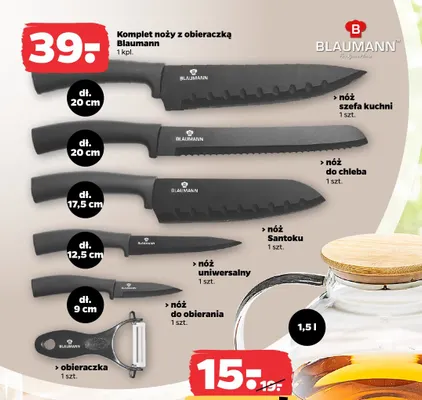 Komplet noży z obieraczką Blaumann promocja w Netto