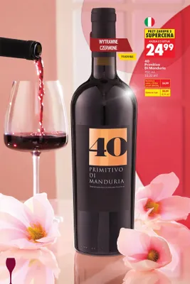 Wino czerwone wytrawne 40 Primitivo Di Manduria promocja w Biedronka